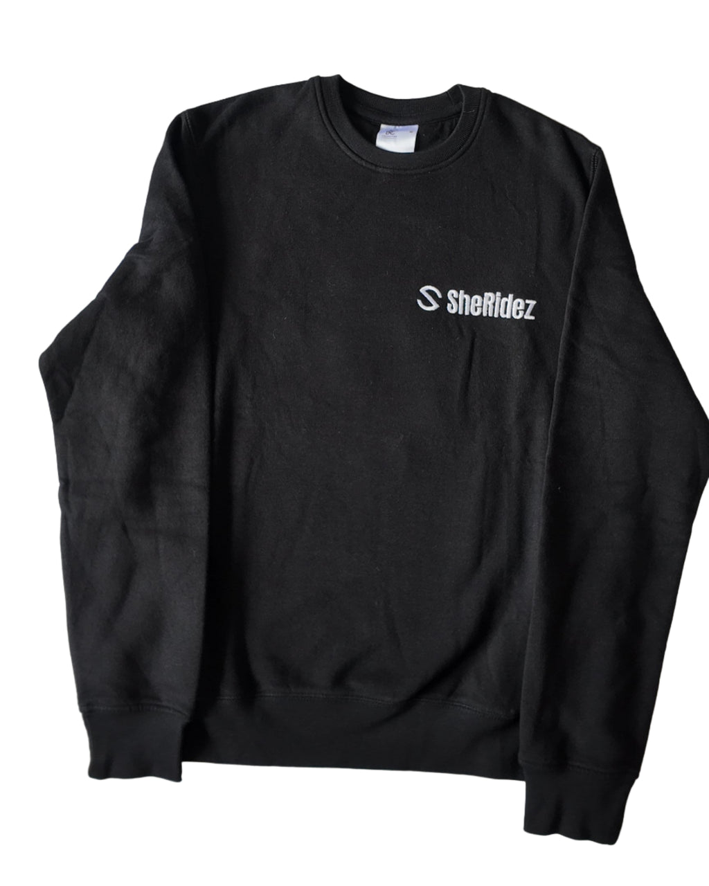 SheRidez Sweatshirt "Ride Like A She" med hjelm – Sort (Broderet ryg)