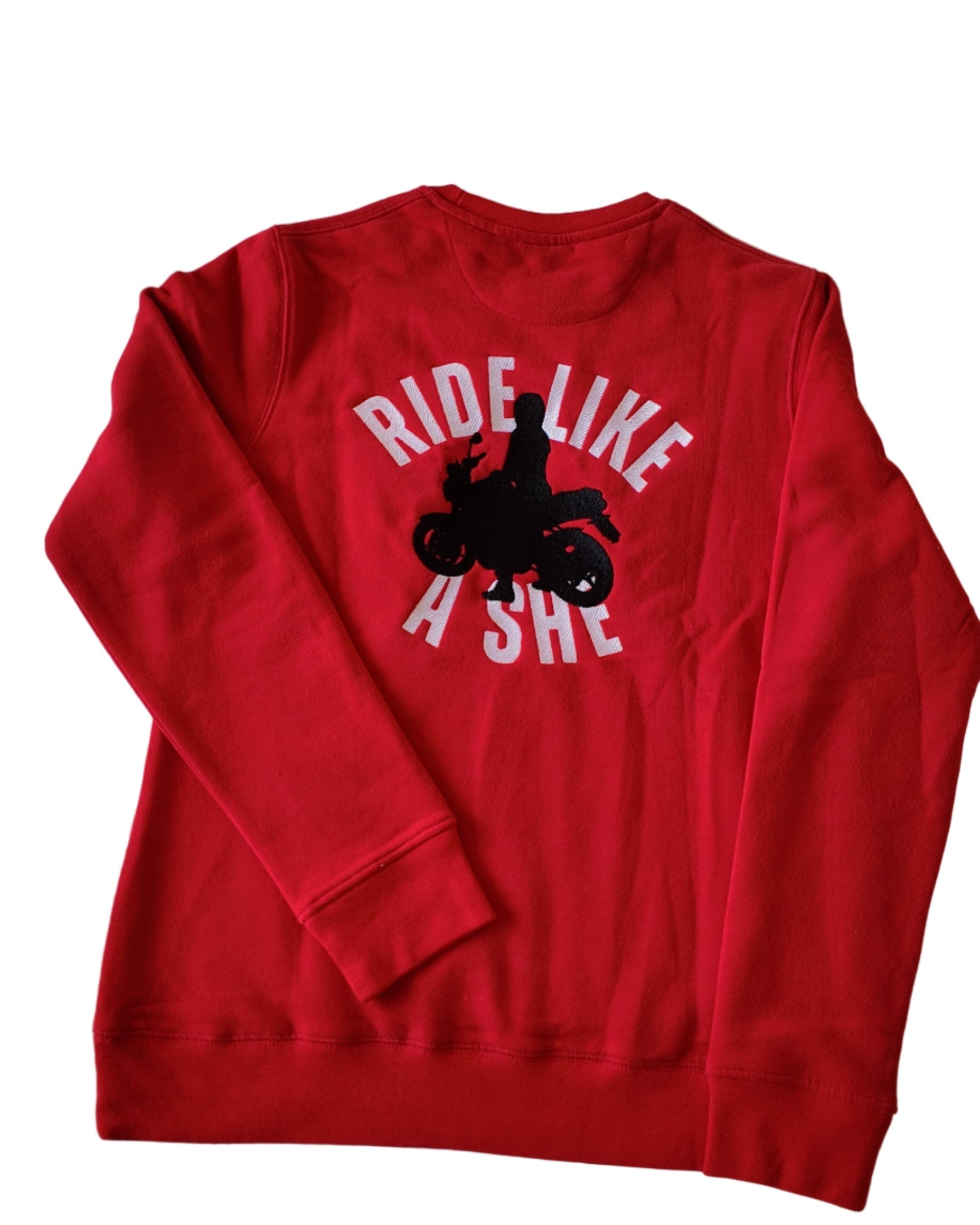 SheRidez "Ride Like a She" Sweatshirt – Rød (Broderet Ryg)