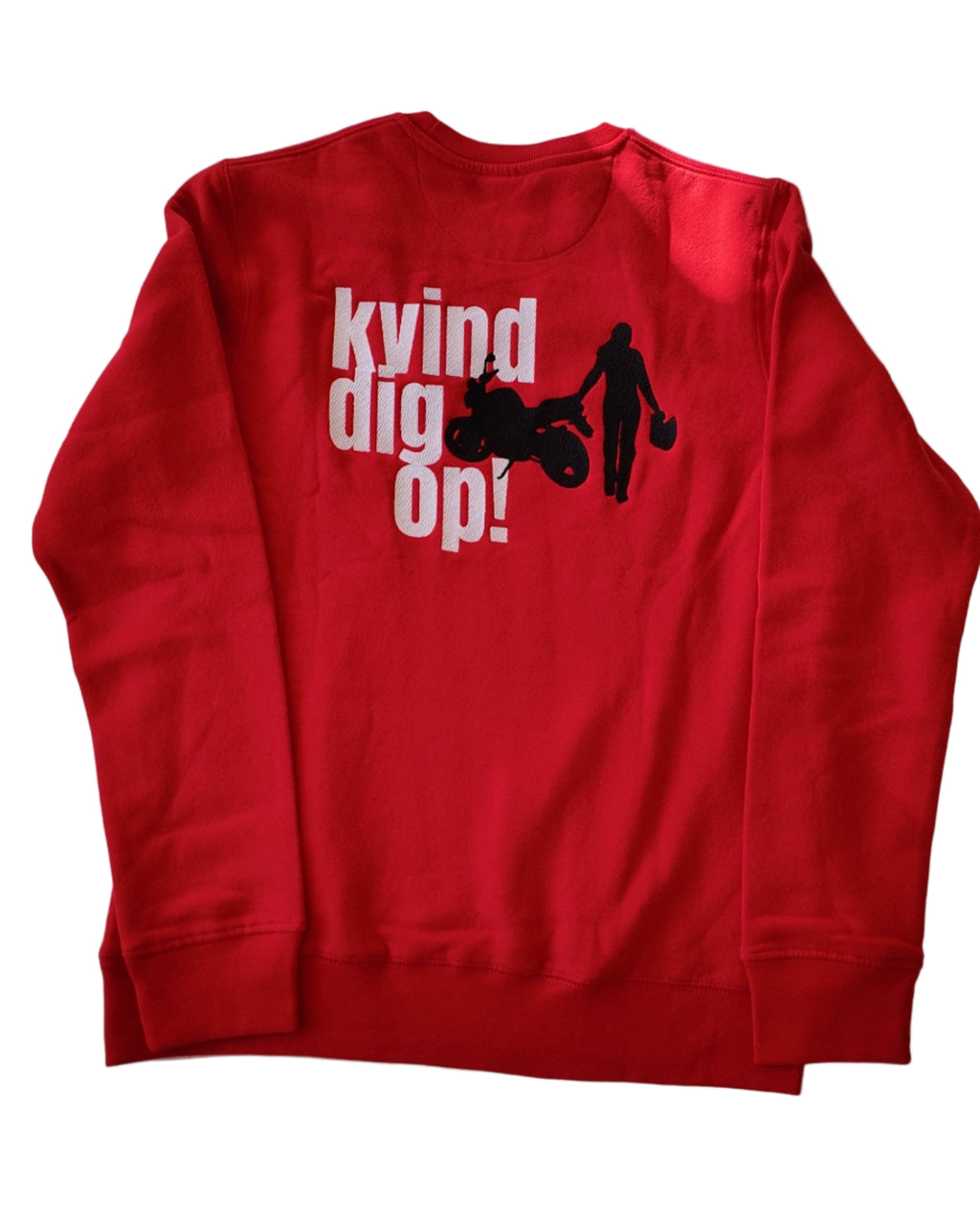 Red sweatshirt with a embryoid design on the back