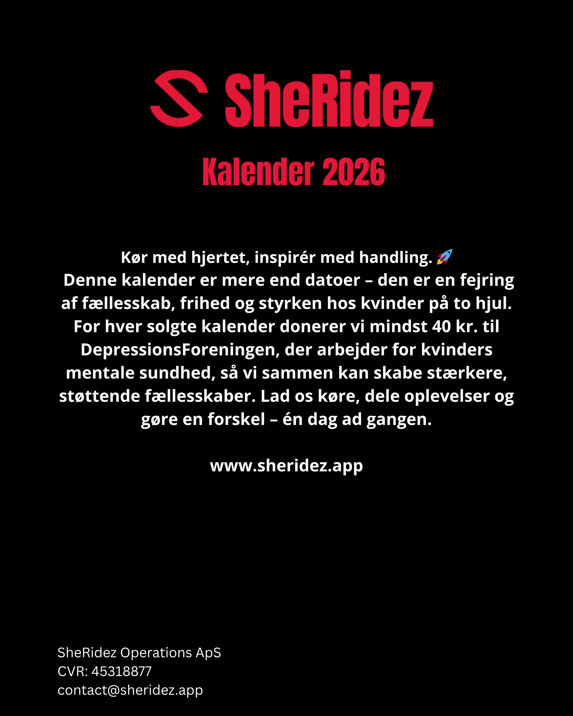SheRidez Kalender 2026 – Kvinder på to hjul. Styrke med mening.
